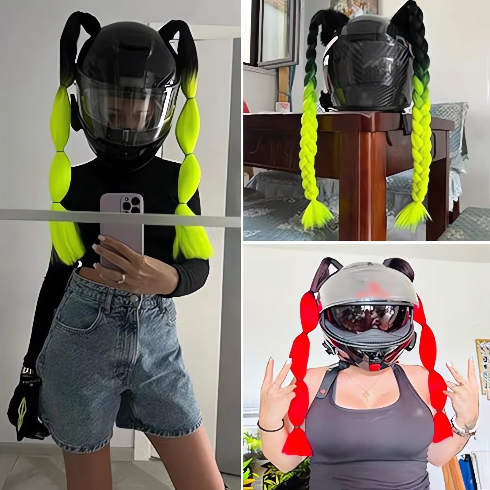 JY Motorcycle Helmet Twin Tails